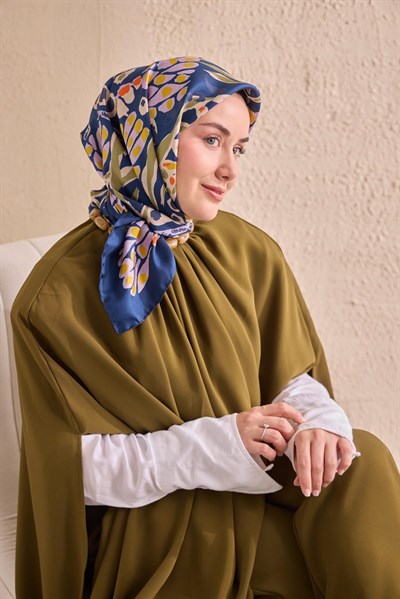 Twill İpek Mercan Eşarp Gece Mavisi 90x90