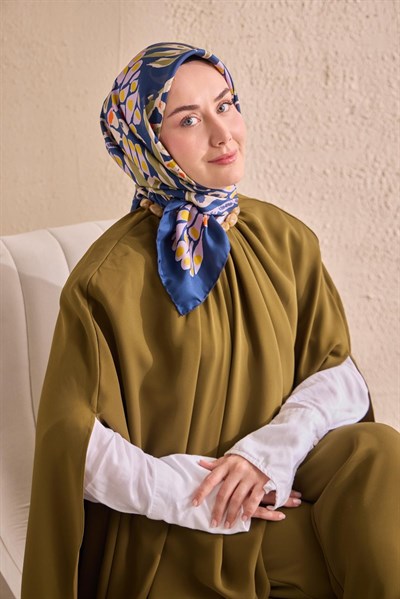 Twill İpek Mercan Eşarp Gece Mavisi 90x90