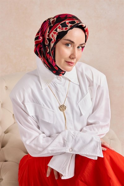 Twill İpek Mercan Eşarp Kırmızı 90x90