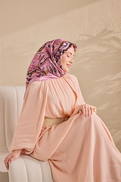 Twill İpek Mercan Eşarp Pembe  90x90