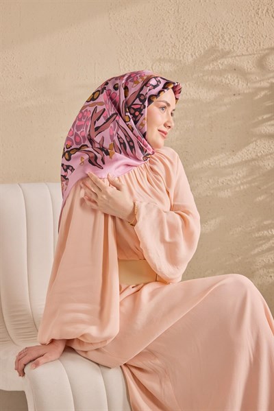 Twill İpek Mercan Eşarp Pembe  90x90