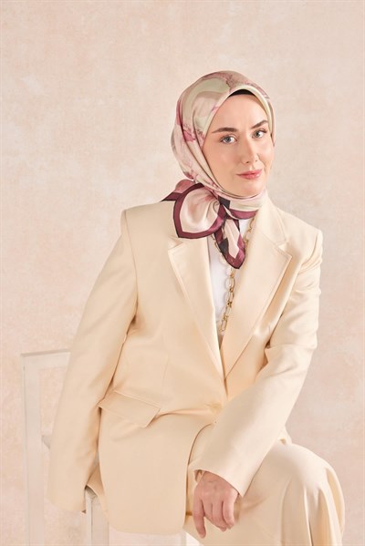 Twill İpek Petal Eşarp Gül Kurusu 90x90