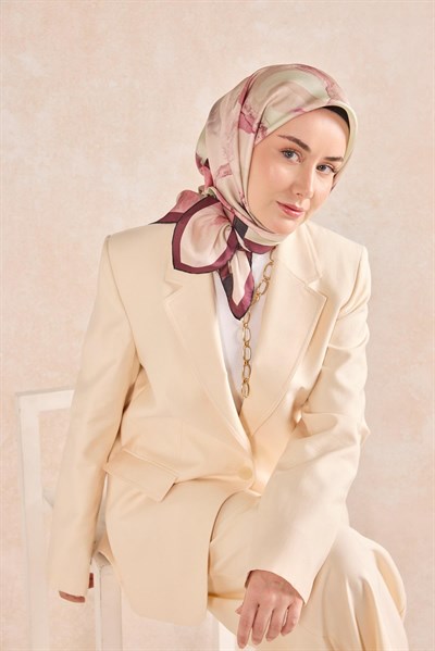 Twill İpek Petal Eşarp Gül Kurusu 90x90