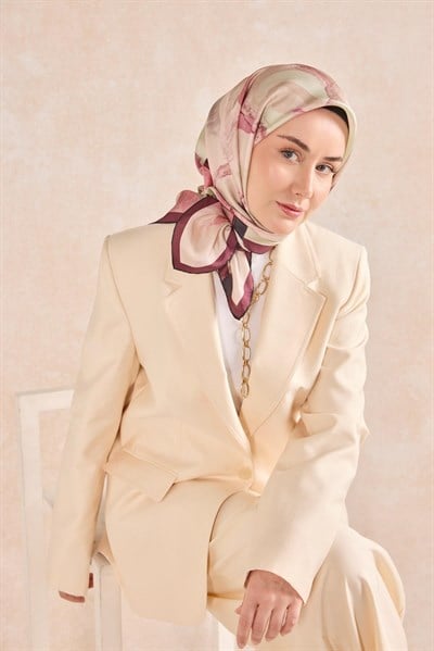 Twill İpek Petal Eşarp Gül Kurusu 90x90