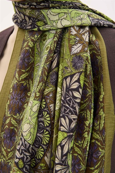 Urban Hours Floral Motif Desen Açık Yeşil Mayda Şa