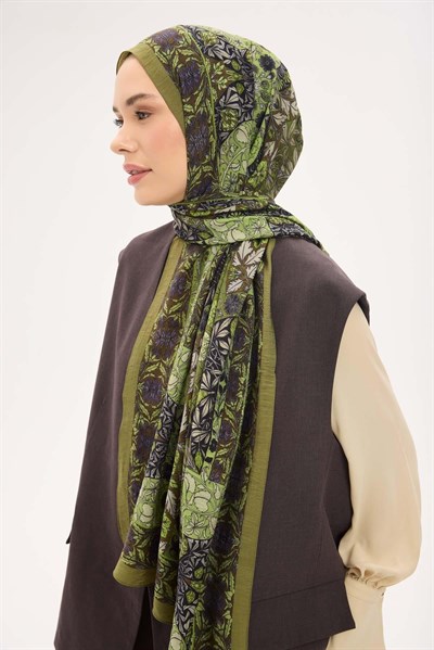 Urban Hours Floral Motif Desen Açık Yeşil Mayda Şa