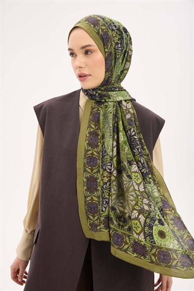 Urban Hours Floral Motif Desen Açık Yeşil Mayda Şa
