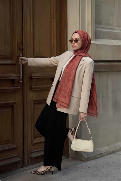 Urban Nature Desen Koyu Somon  75X195 Soft Şal