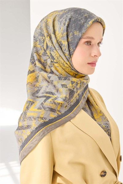 Velora Eşarp Art Yeşil Gri 90x90
