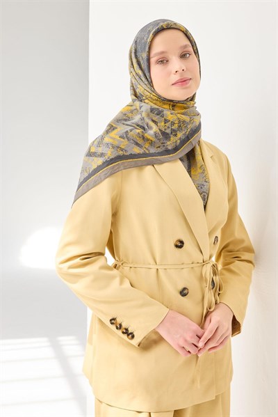 Velora Eşarp Art Yeşil Gri 90x90