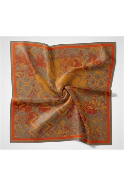 Velora Eşarp Art Yeşil Kahve 90x90