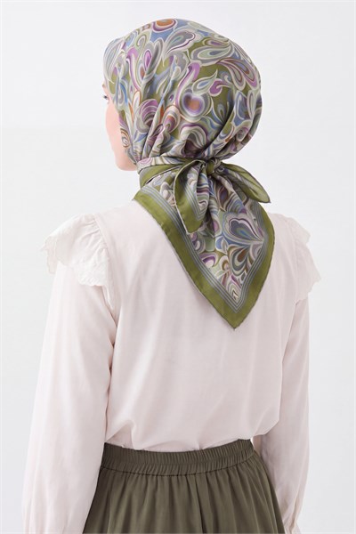Velora Eşarp Aura Floral Çelik Mavi