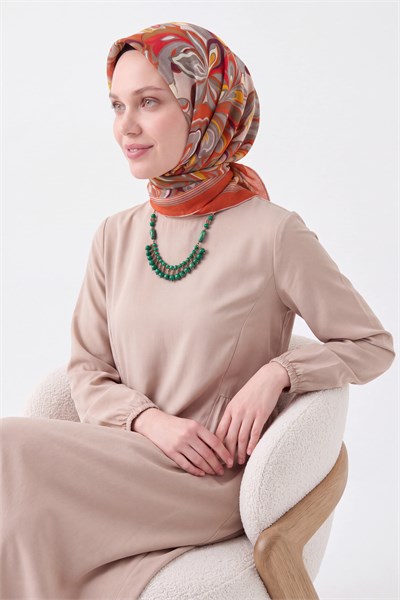 Velora Eşarp Aura Floral Koyu Turuncu