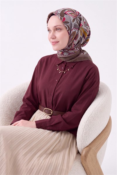 Velora Eşarp Aura Floral Koyu Vizon