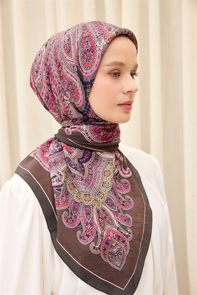 Velora Eşarp Ethnic Acı Kahve 90x90