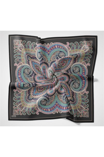 Velora Eşarp Ethnic Antrasit 90x90