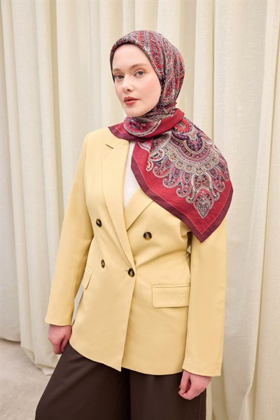 Velora Eşarp Ethnic Bordo 90x90