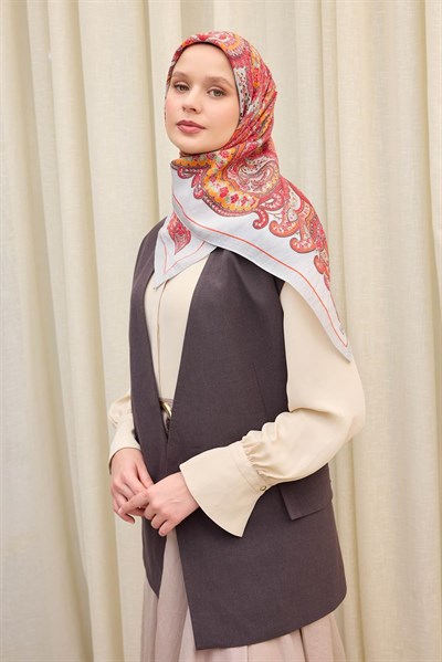 Velora Eşarp Ethnic Gümüş 90x90
