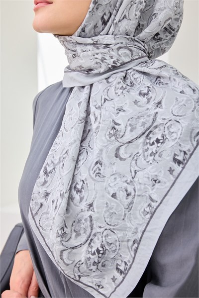 Velora Eşarp Ethnic Gümüş