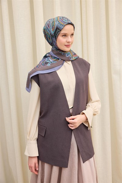 Velora Eşarp Ethnic Koyu Vizon 90x90