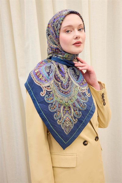 Velora Eşarp Ethnic Lacivert 90x90
