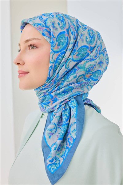Velora Eşarp Ethnic Mavi