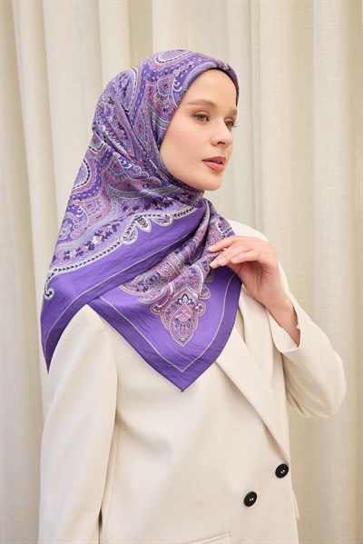 Velora Eşarp Ethnic Mor 90x90