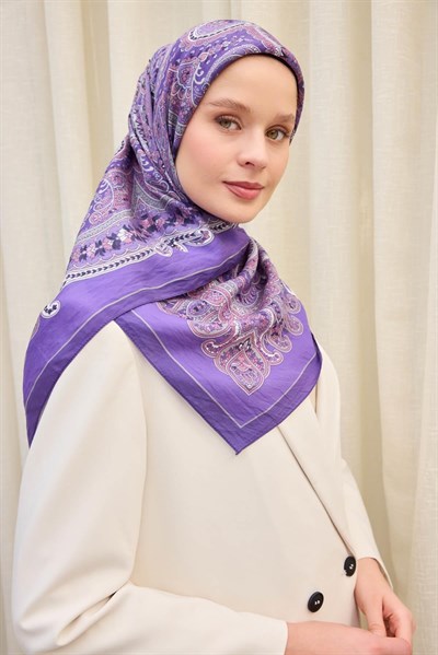Velora Eşarp Ethnic Mor 90x90