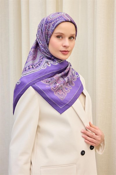 Velora Eşarp Ethnic Mor 90x90