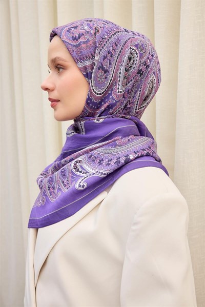 Velora Eşarp Ethnic Mor 90x90