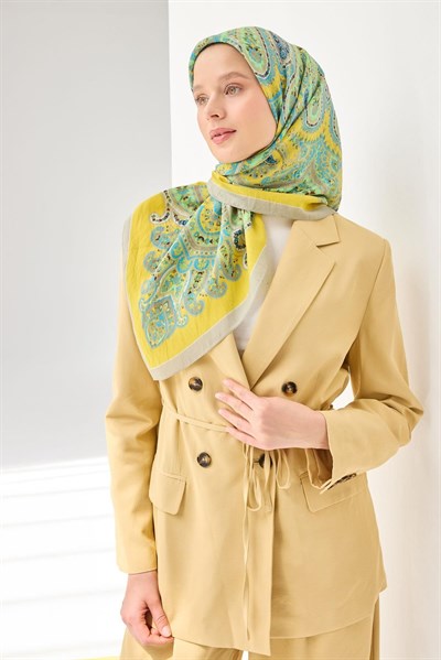 Velora Eşarp Ethnic Sarı 90x90