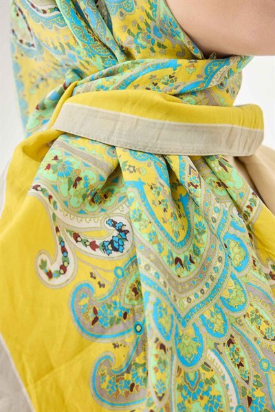 Velora Eşarp Ethnic Sarı 90x90
