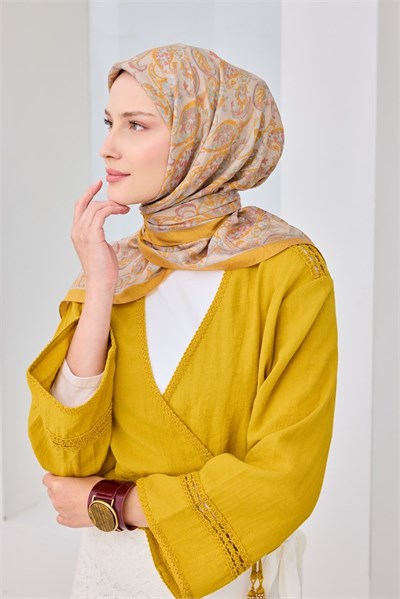 Velora Eşarp Ethnic Sarı
