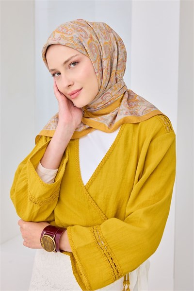 Velora Eşarp Ethnic Sarı