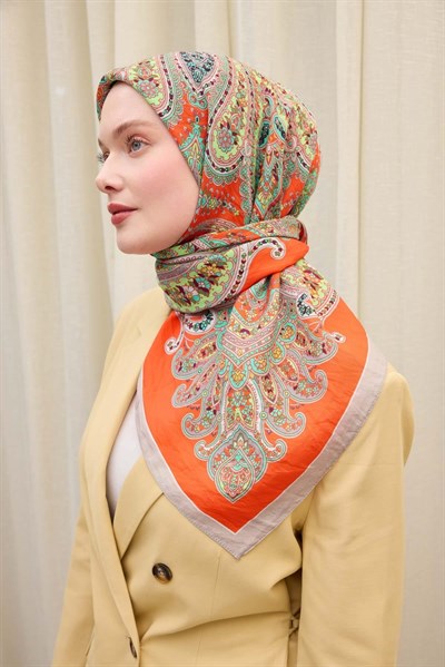 Velora Eşarp Ethnic Turuncu 90x90