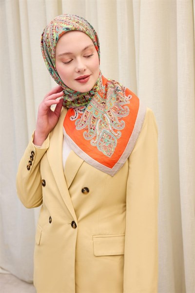 Velora Eşarp Ethnic Turuncu 90x90