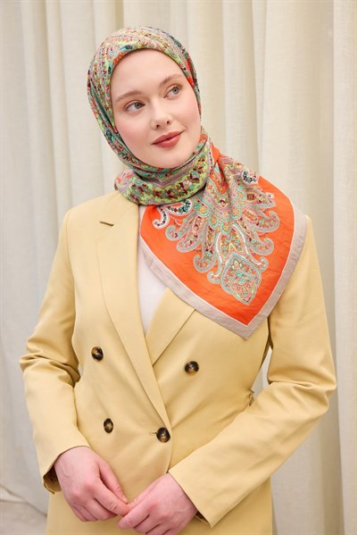 Velora Eşarp Ethnic Turuncu 90x90