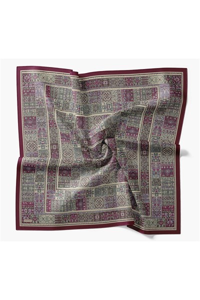 Velora Eşarp Etnik Desen Koyu Mor 90x90