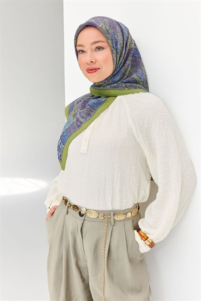 Velora Eşarp Etnik Desen Mor 90x90
