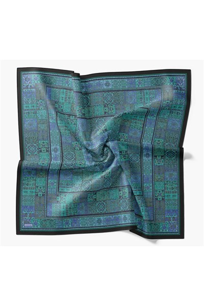 Velora Eşarp Etnik Desen Turkuaz 90x90