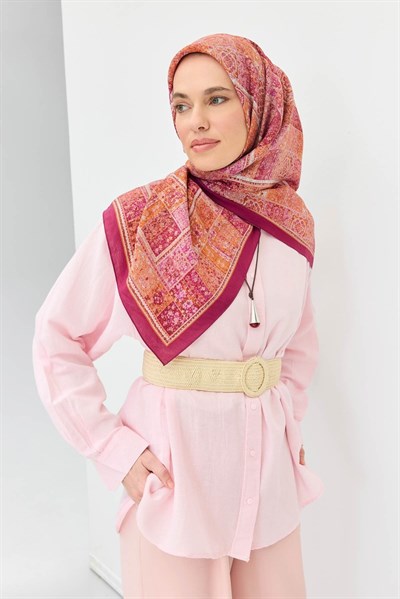 Velora Eşarp Etnik Desen Turuncu 90x90