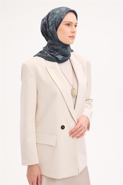 Velora Eşarp Fırça Çiçek Desen Zümrüt Yeşili 90X90