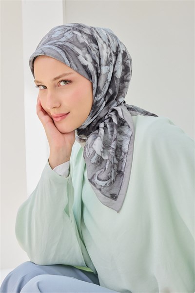 Velora Eşarp Fleur Koyu Gri