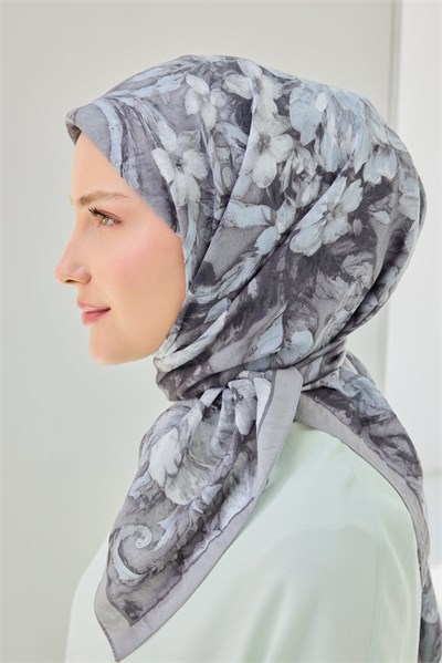 Velora Eşarp Fleur Koyu Gri
