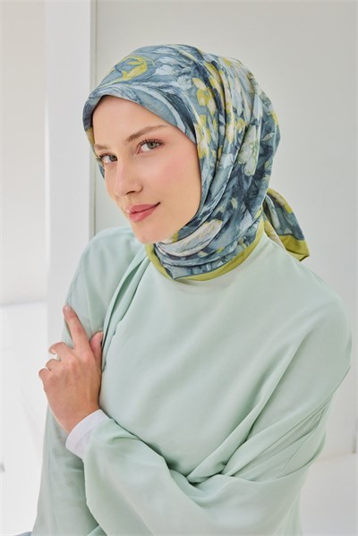 Velora Eşarp Fleur Yağ Yeşili