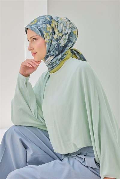 Velora Eşarp Fleur Yağ Yeşili