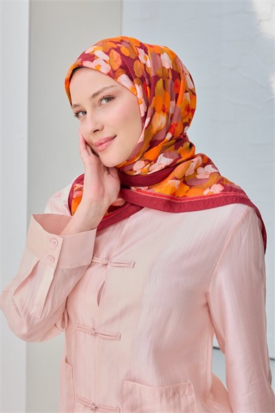 Velora Eşarp Floral Bordo