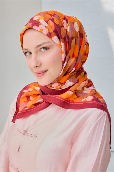 Velora Eşarp Floral Bordo