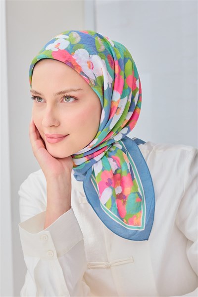 Velora Eşarp Floral İndigo