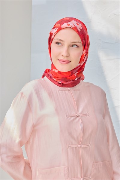 Velora Eşarp Floral Kırmızı